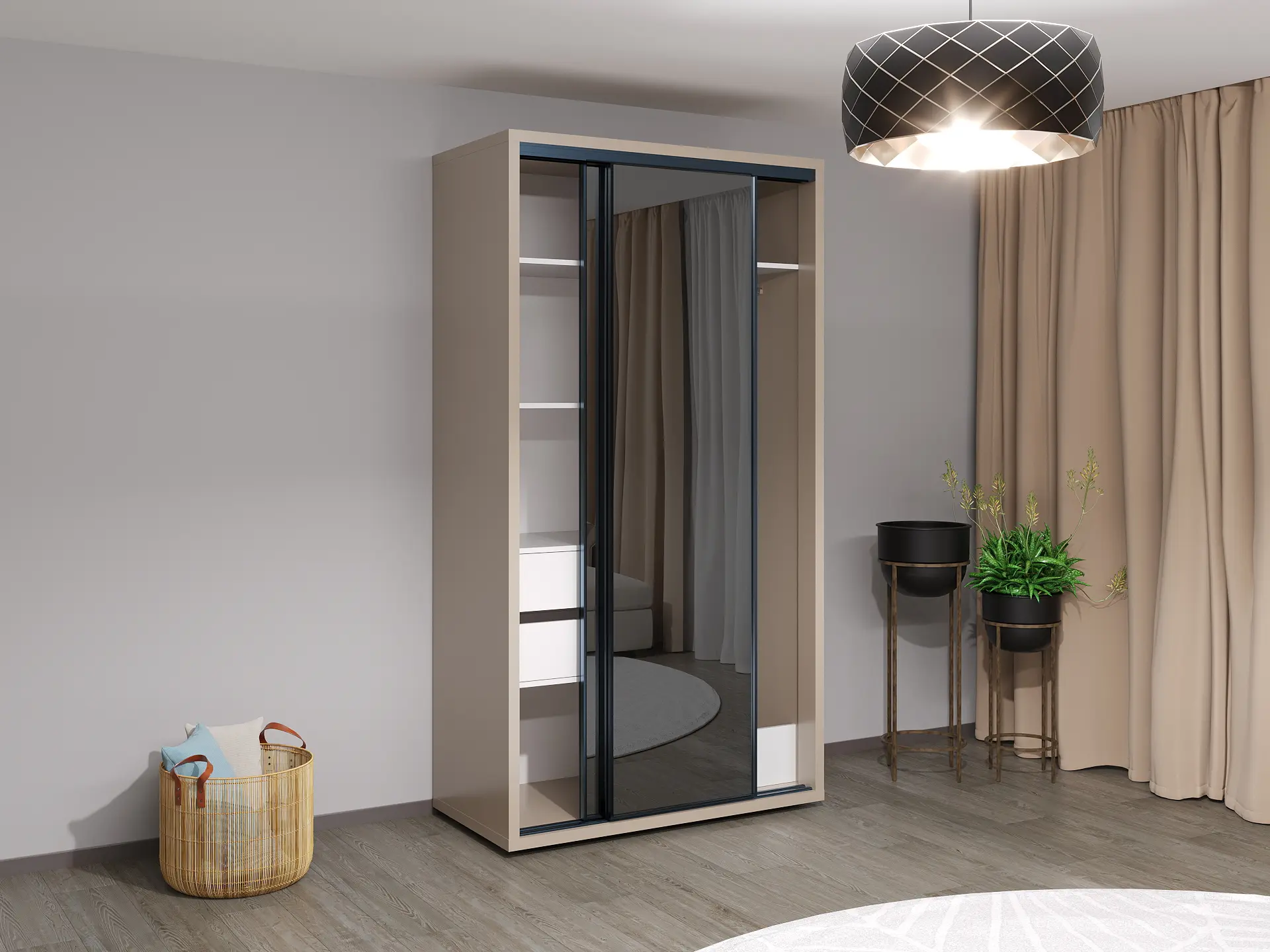 Dulap-cupe Bayro Parma 120x225x60 (Stone Grey/Graphite) - 2