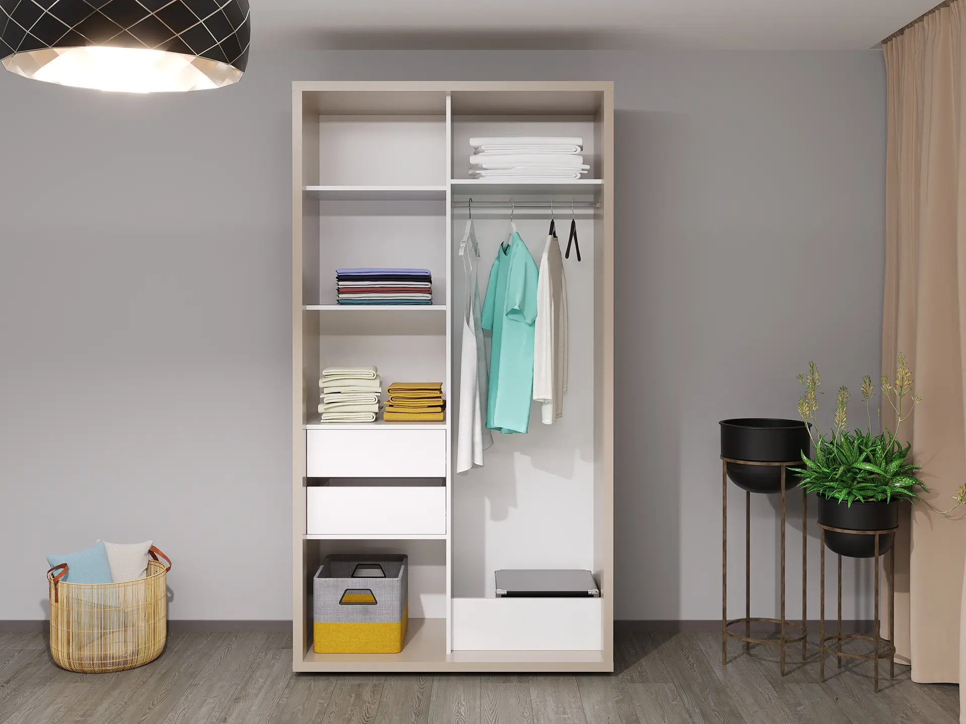 Dulap-cupe Bayro Parma 120x225x60 (Stone Grey/Graphite) - 3