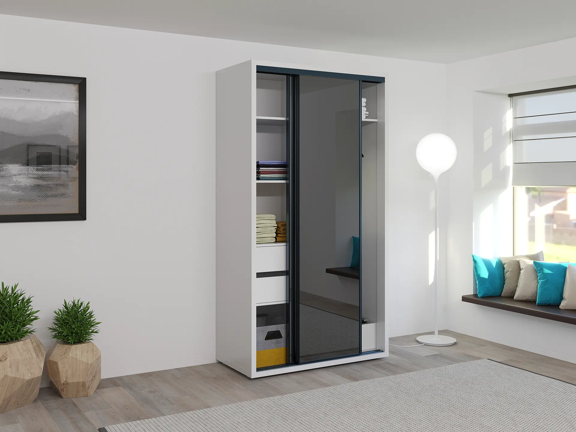 Шкаф-купе Bayro Parma 120x225x60 (White/Graphite)