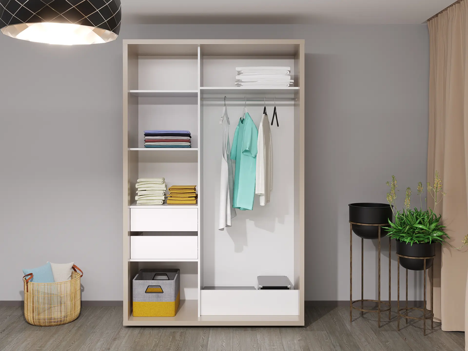 Dulap-cupe Bayro Parma 140x225x60 (Stone Grey/Graphite) - 3