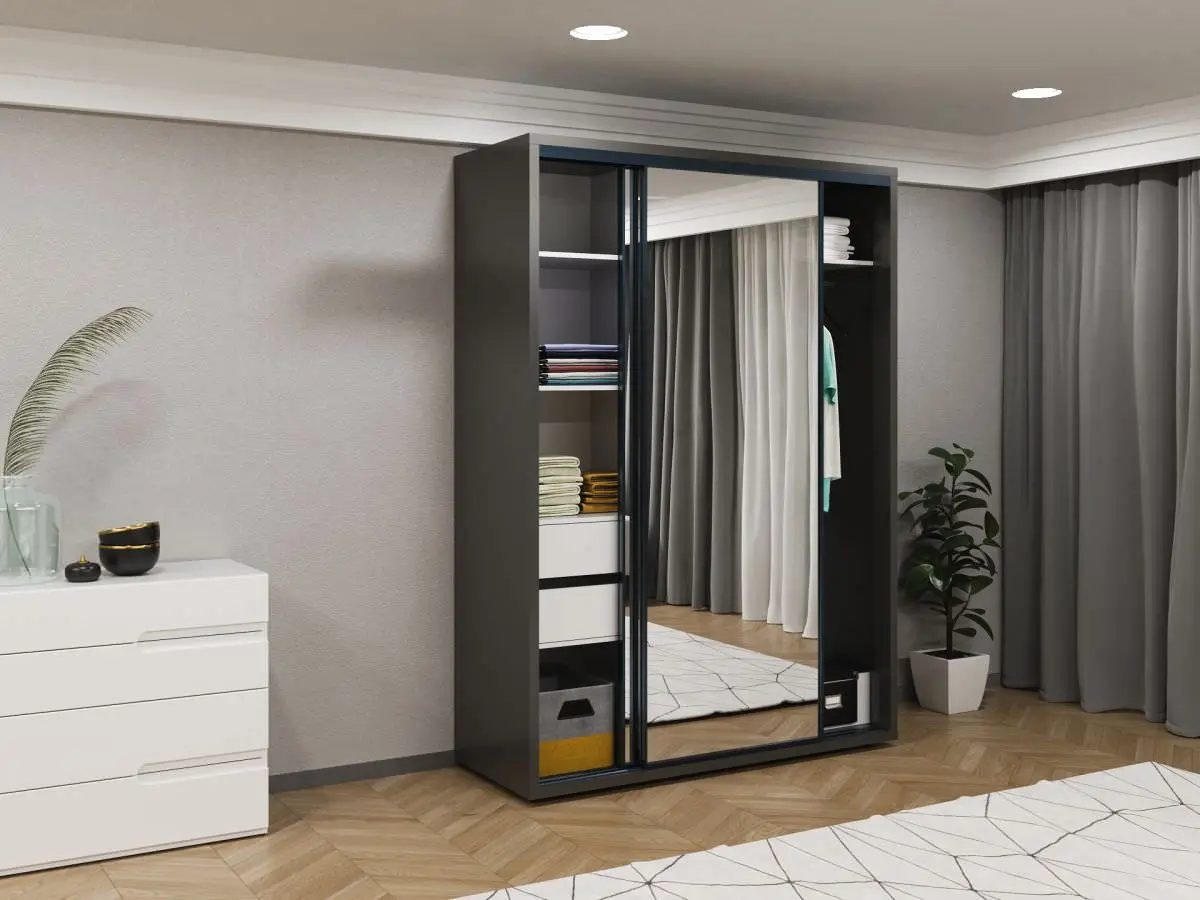 Шкаф-купе Bayro Parma 1600x2250x600 (Anthracite)