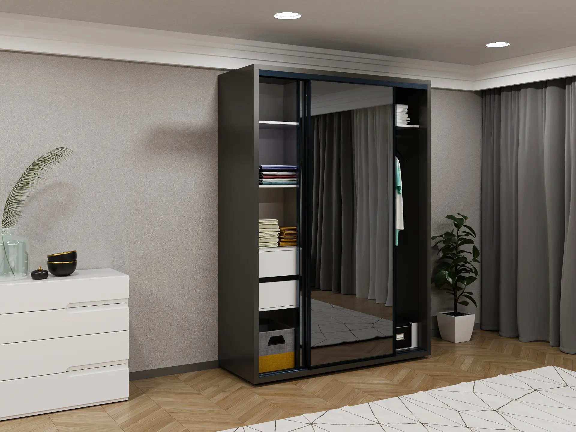 Шкаф-купе Bayro Parma 160x225x60 (Anthracite/Graphite) - 2