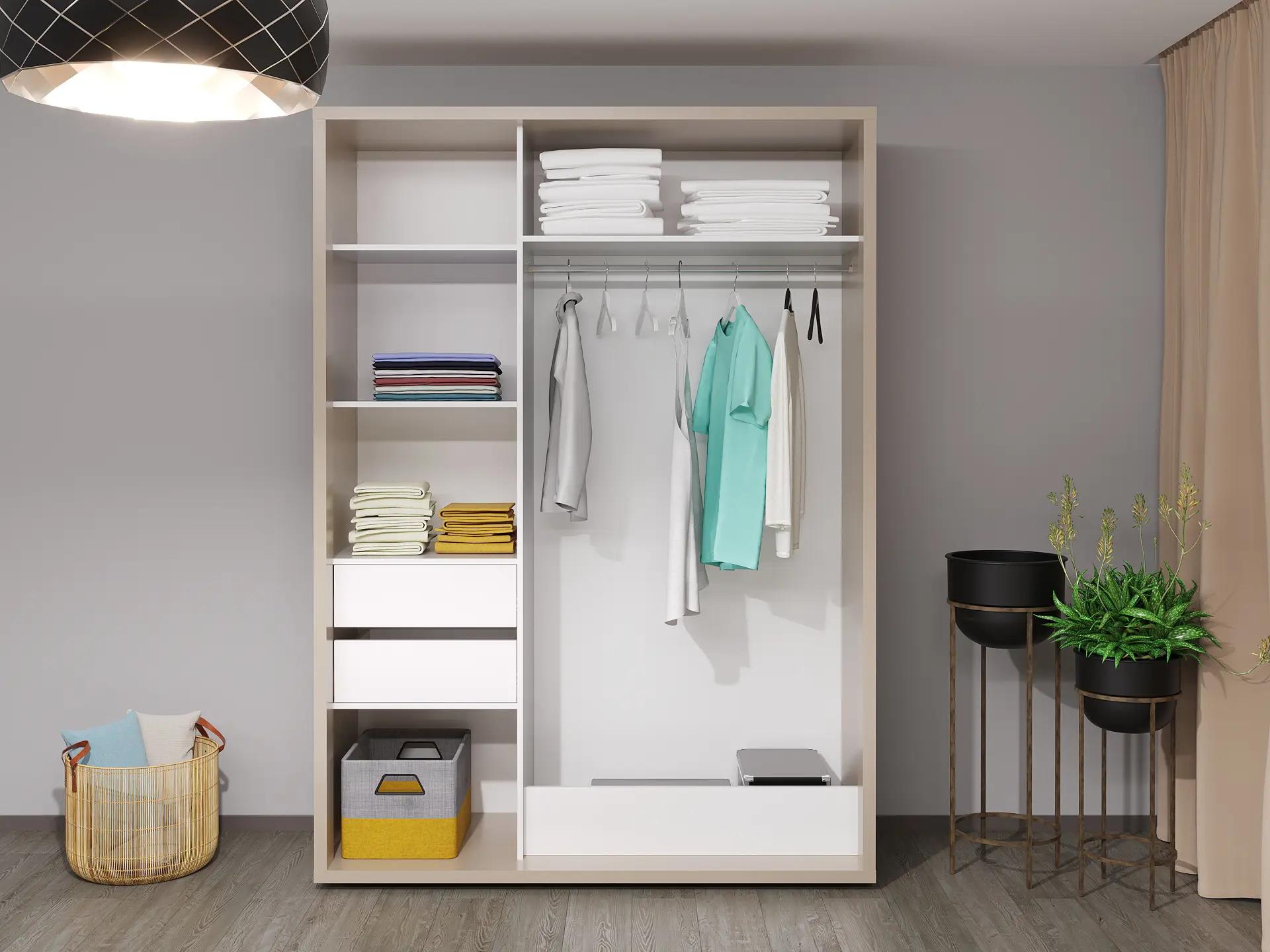 Шкаф-купе Bayro Parma 160x225x60 (Stone Grey/Graphite) - 3