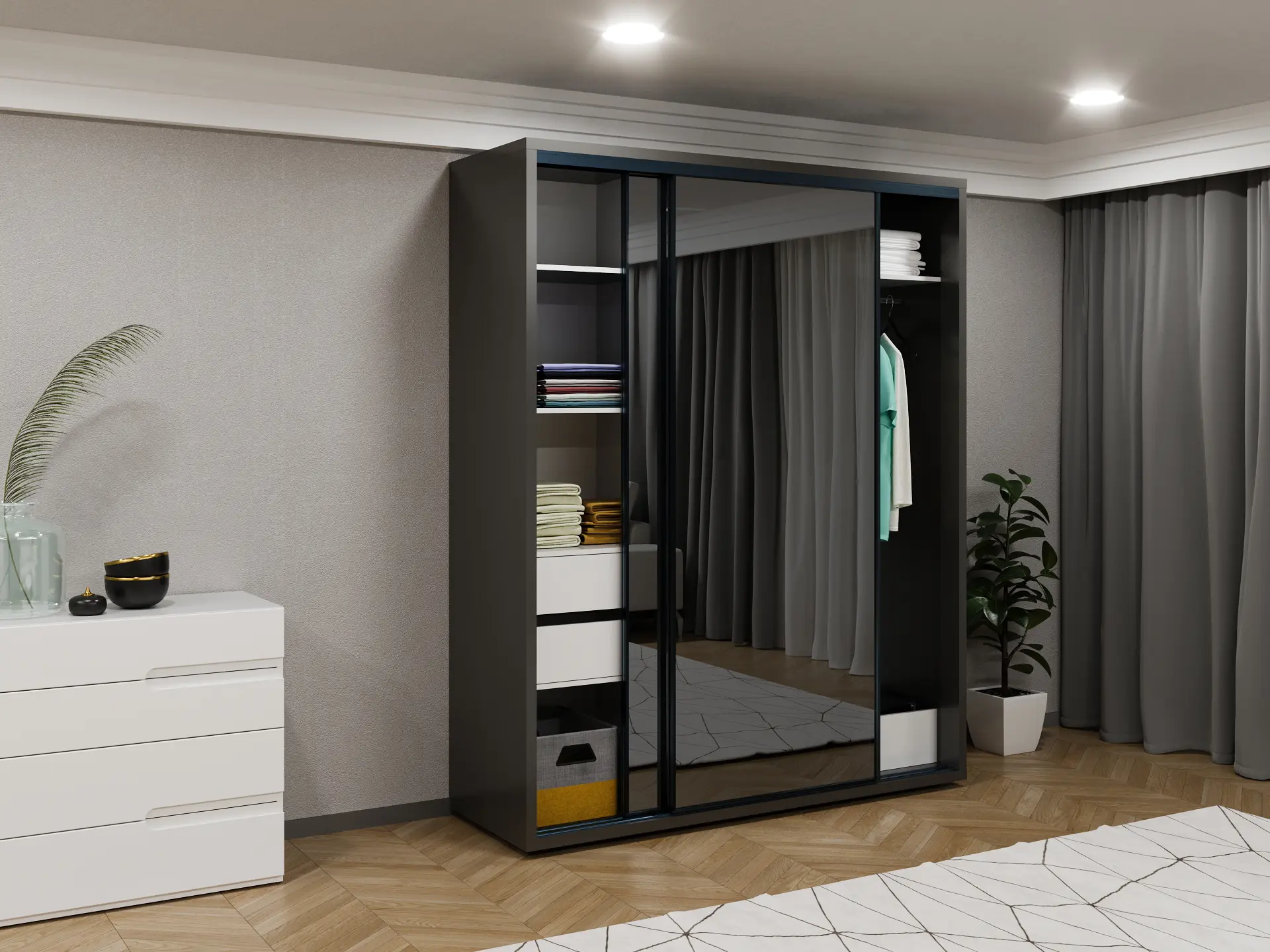 Шкаф-купе Bayro Parma 180x225x60 (Anthracite/Graphite)