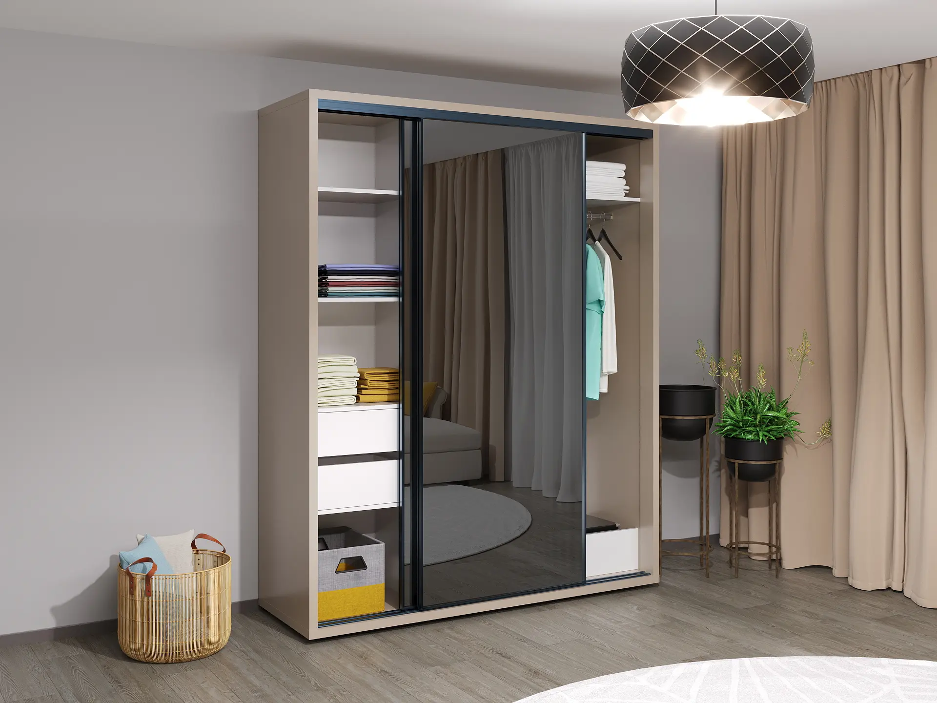 Шкаф-купе Bayro Parma 180x225x60 (Stone Grey/Graphite)