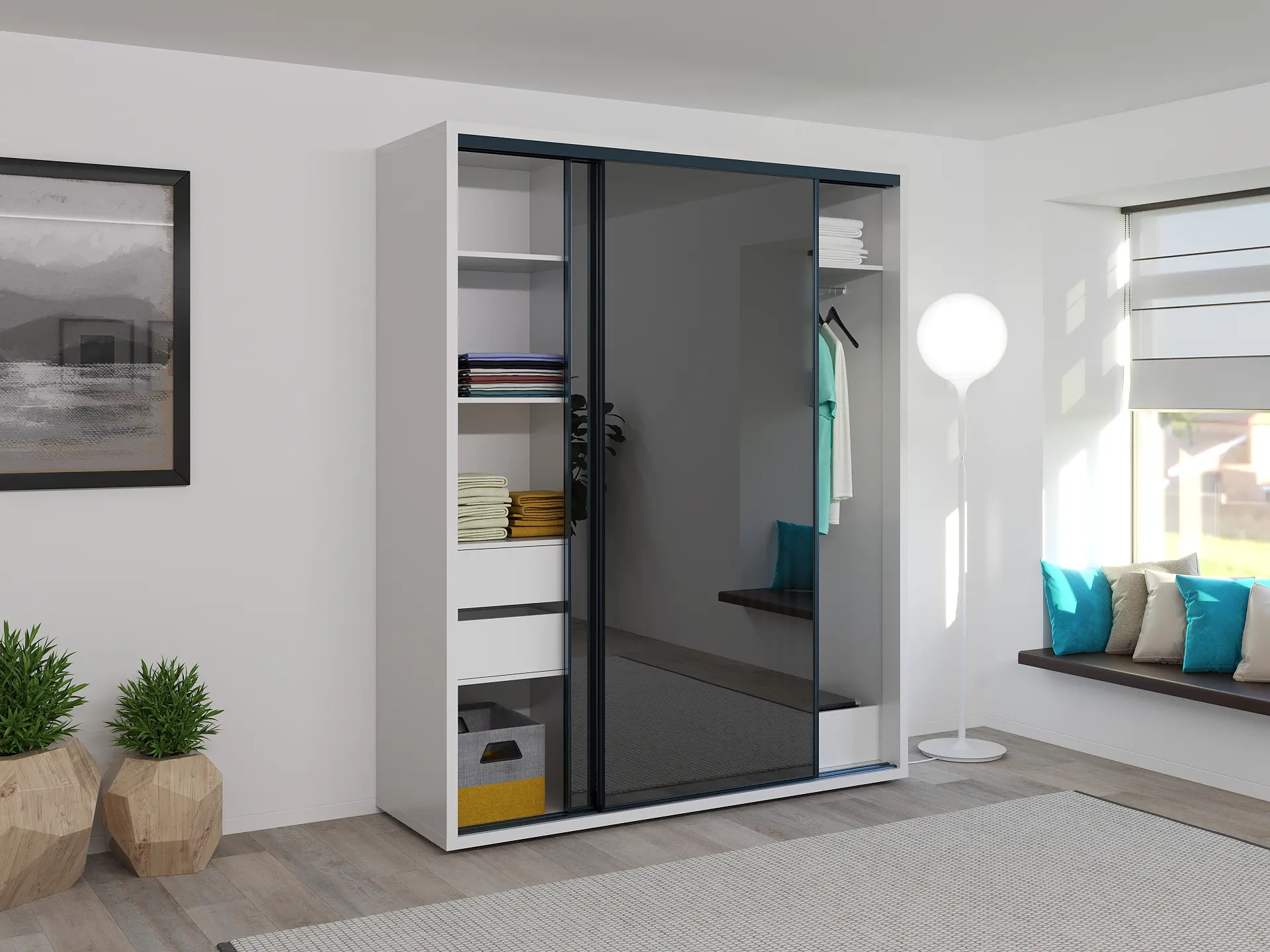 Dulap-cupe Bayro Parma 180x225x60 (White/Graphite) - 2