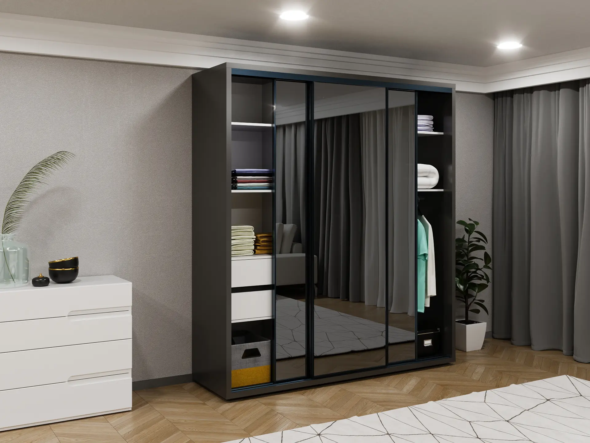 Шкаф-купе Bayro Parma 200x225x60 (Anthracite/Graphite) - 2