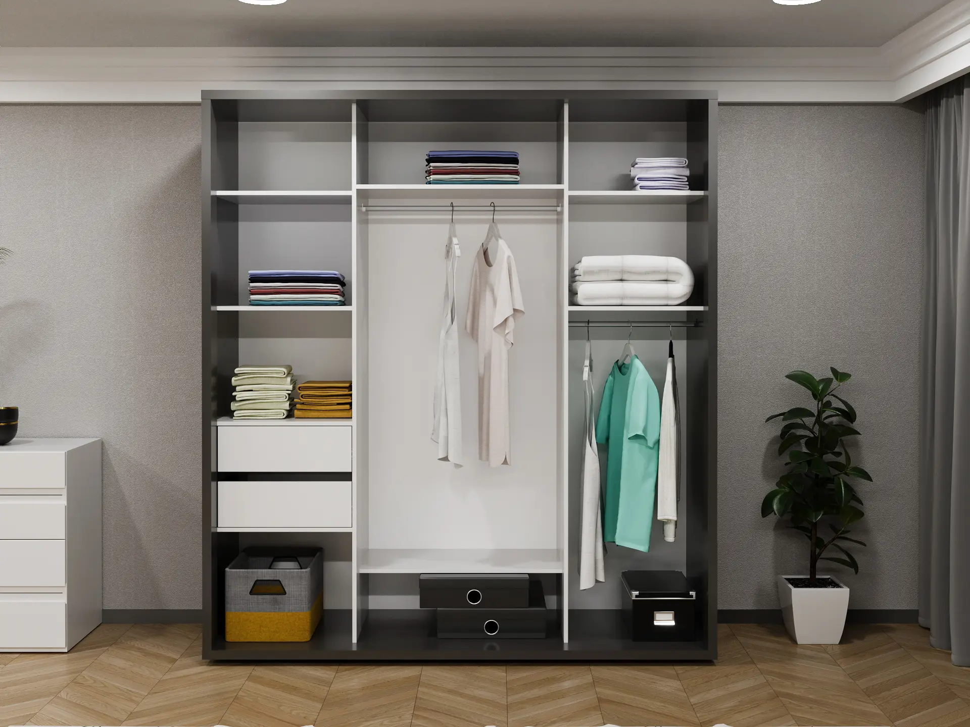 Шкаф-купе Bayro Parma 200x225x60 (Anthracite/Graphite) - 3