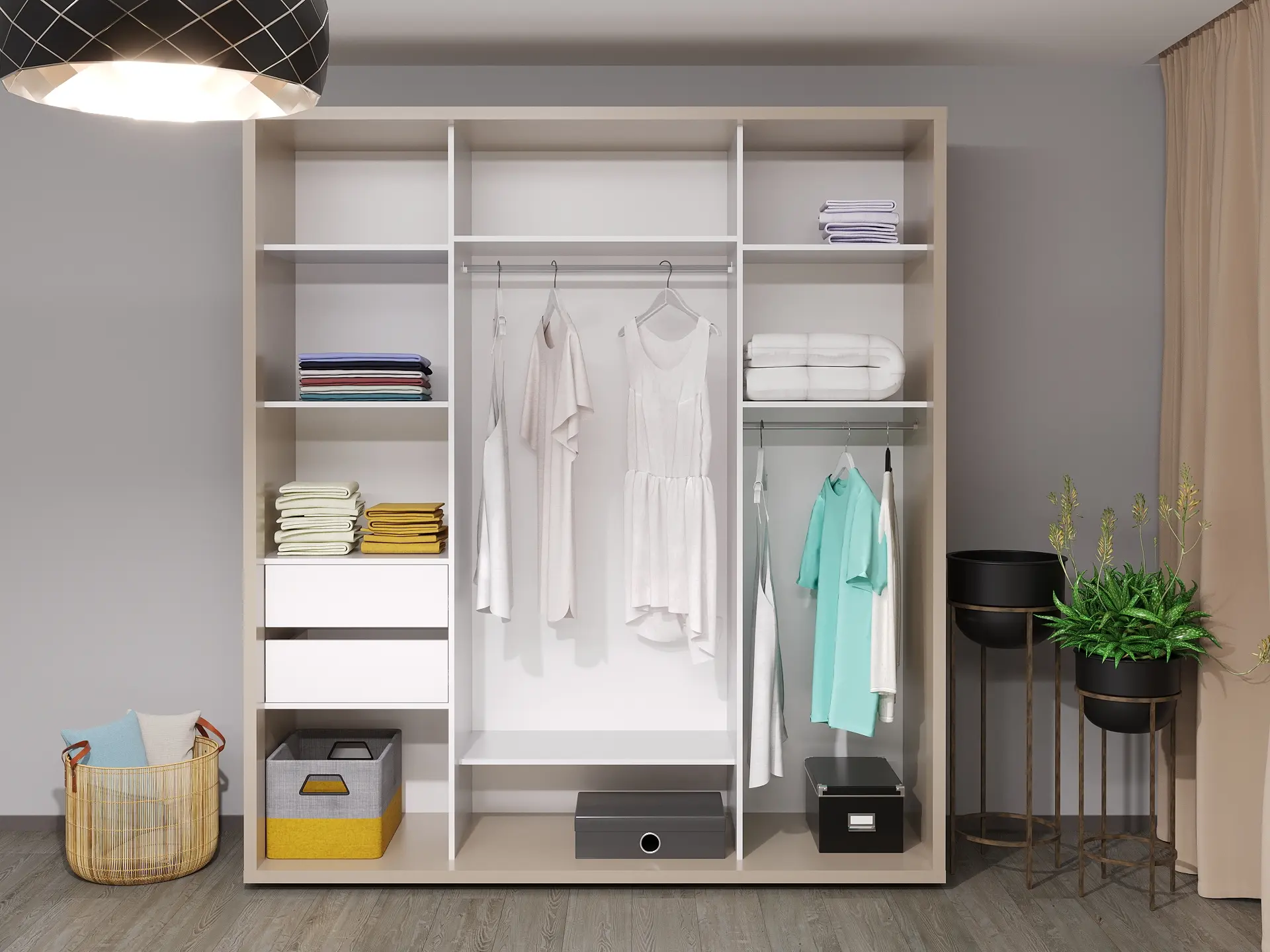 Шкаф-купе Bayro Parma 200x225x60 (Stone Grey/Graphite) - 3