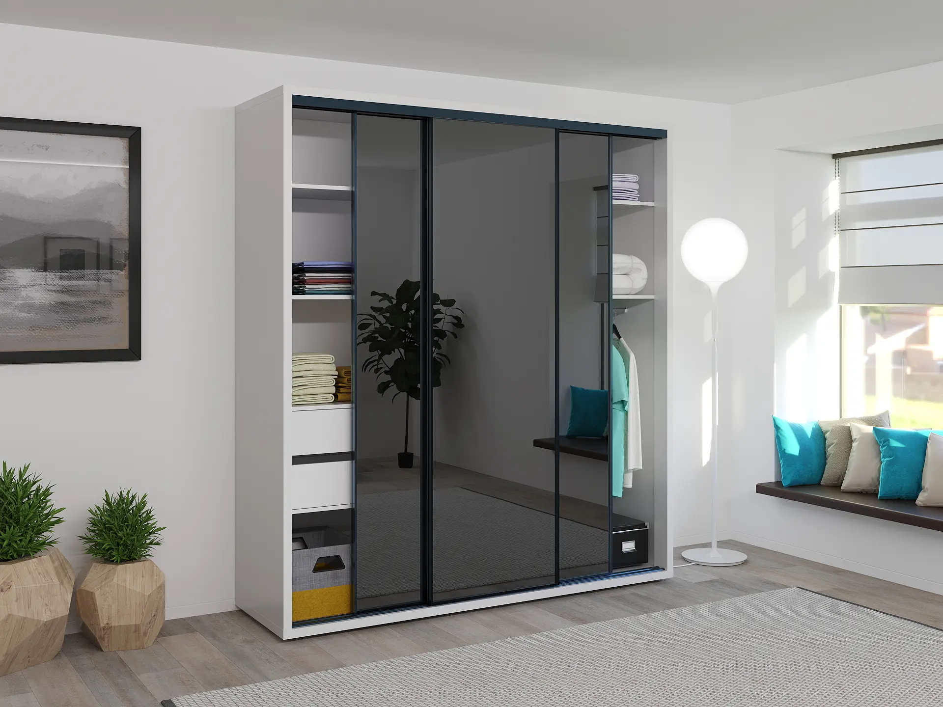 Dulap-cupe Bayro Parma 200x225x60 (White/Graphite) - 2