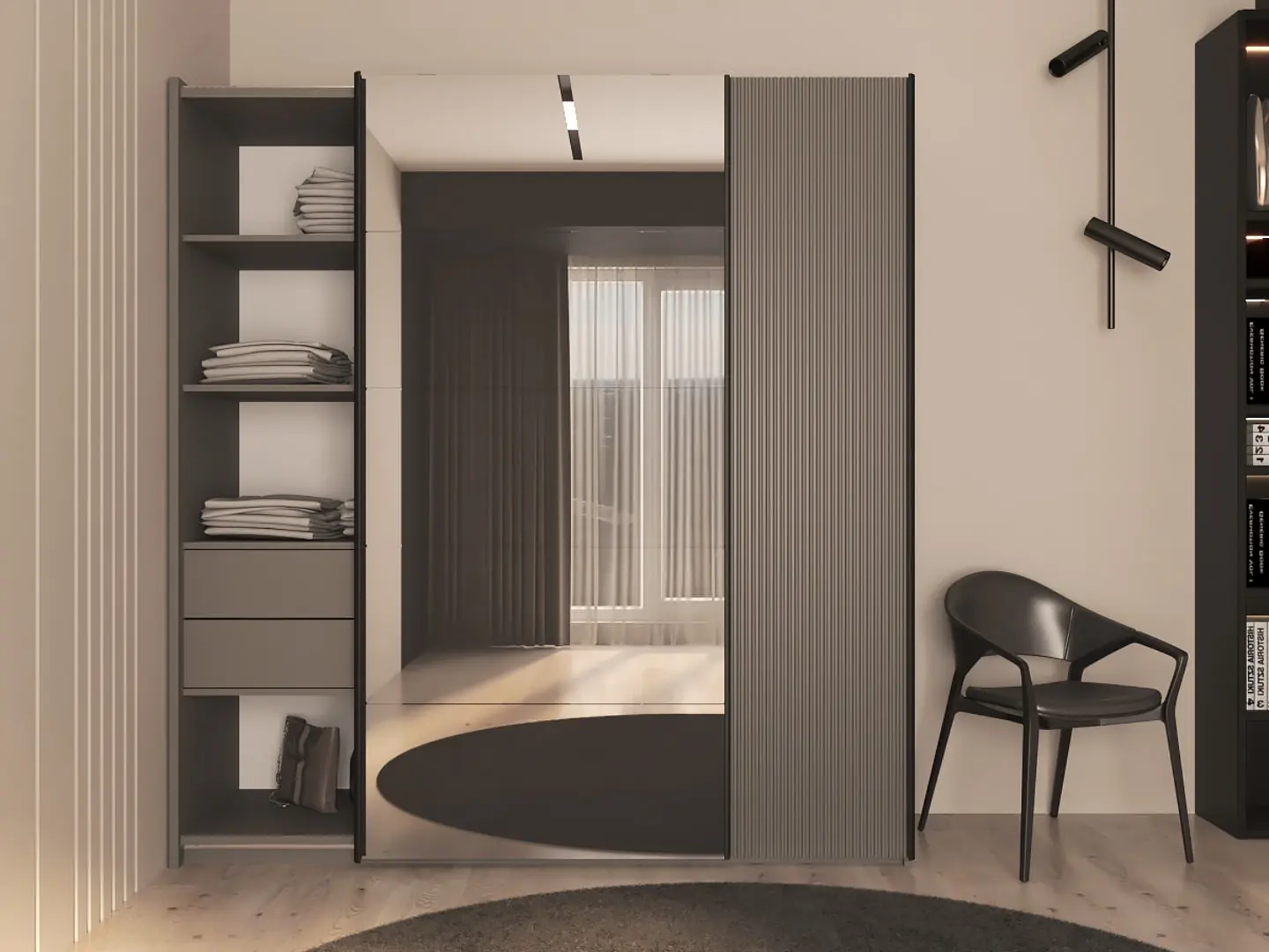 Dulap-cupe Bayro Top Line Napoli 2000x2300x580 1 oglindă (Gray Stone)