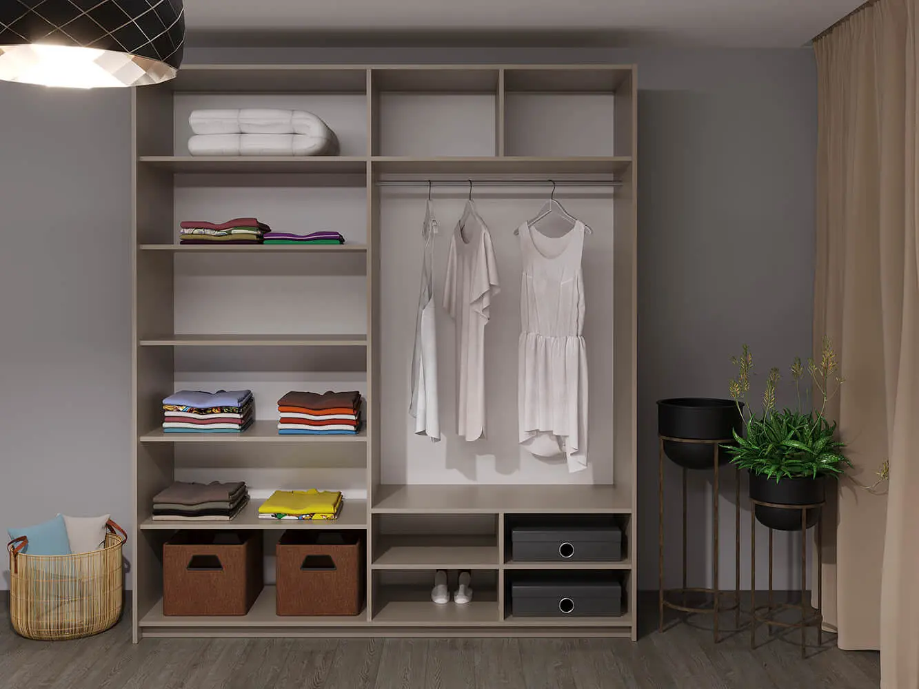 Dulap-cupe Bayro Top Line Napoli 2000x2300x580 2 oglinzi (Gray Stone)