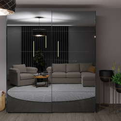 Dulap-cupe Bayro Top Line Napoli 2000x2300x580 2 oglinzi (Gray Stone)