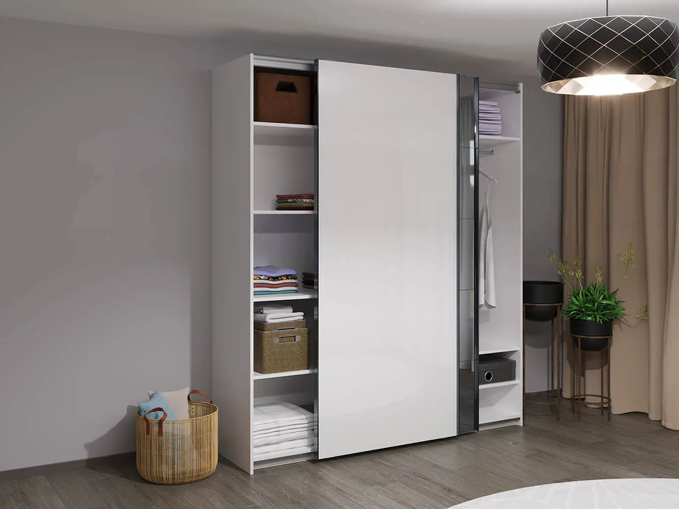 Dulap-cupe Bayro Top Line Napoli 2000x2300x580 oglindă/ușă lucioasă (White)