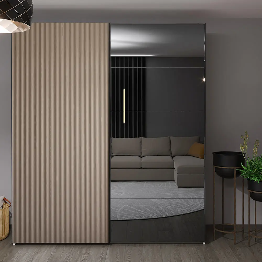 Dulap-cupe Bayro Top Line Napoli 2300x2300x580 1 oglinda (Gray Stone)