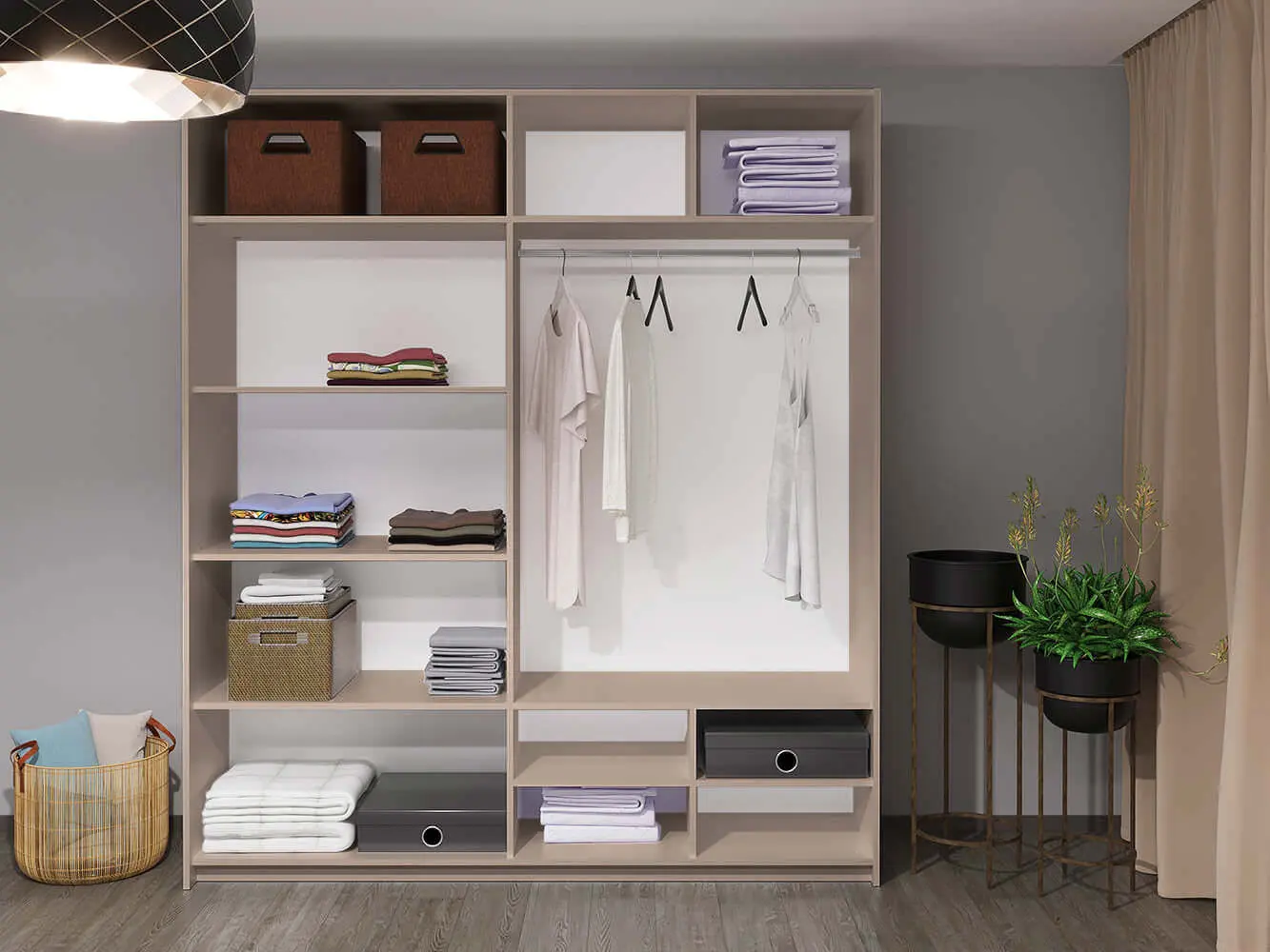 Dulap-cupe Bayro Top Line Napoli 2300x2300x580 2 oglinzi (Gray Stone)