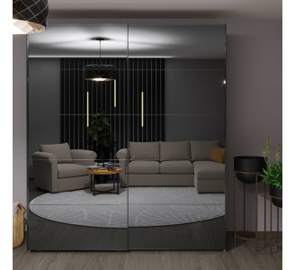 Dulap-cupe Bayro Top Line Napoli 2300x2300x580 2 oglinzi (Gray Stone)