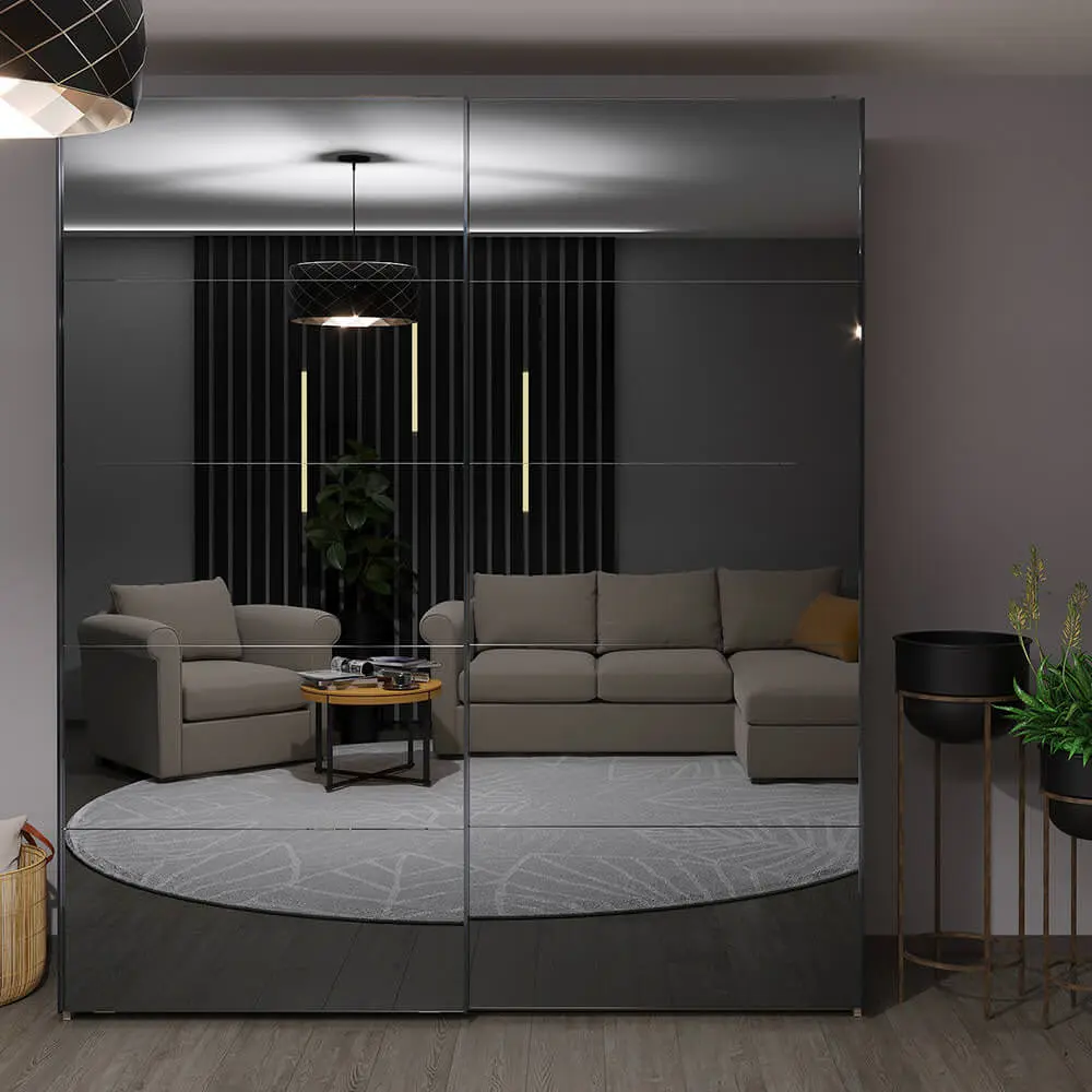 Dulap-cupe Bayro Top Line Napoli 2300x2300x580 2 oglinzi (Gray Stone)