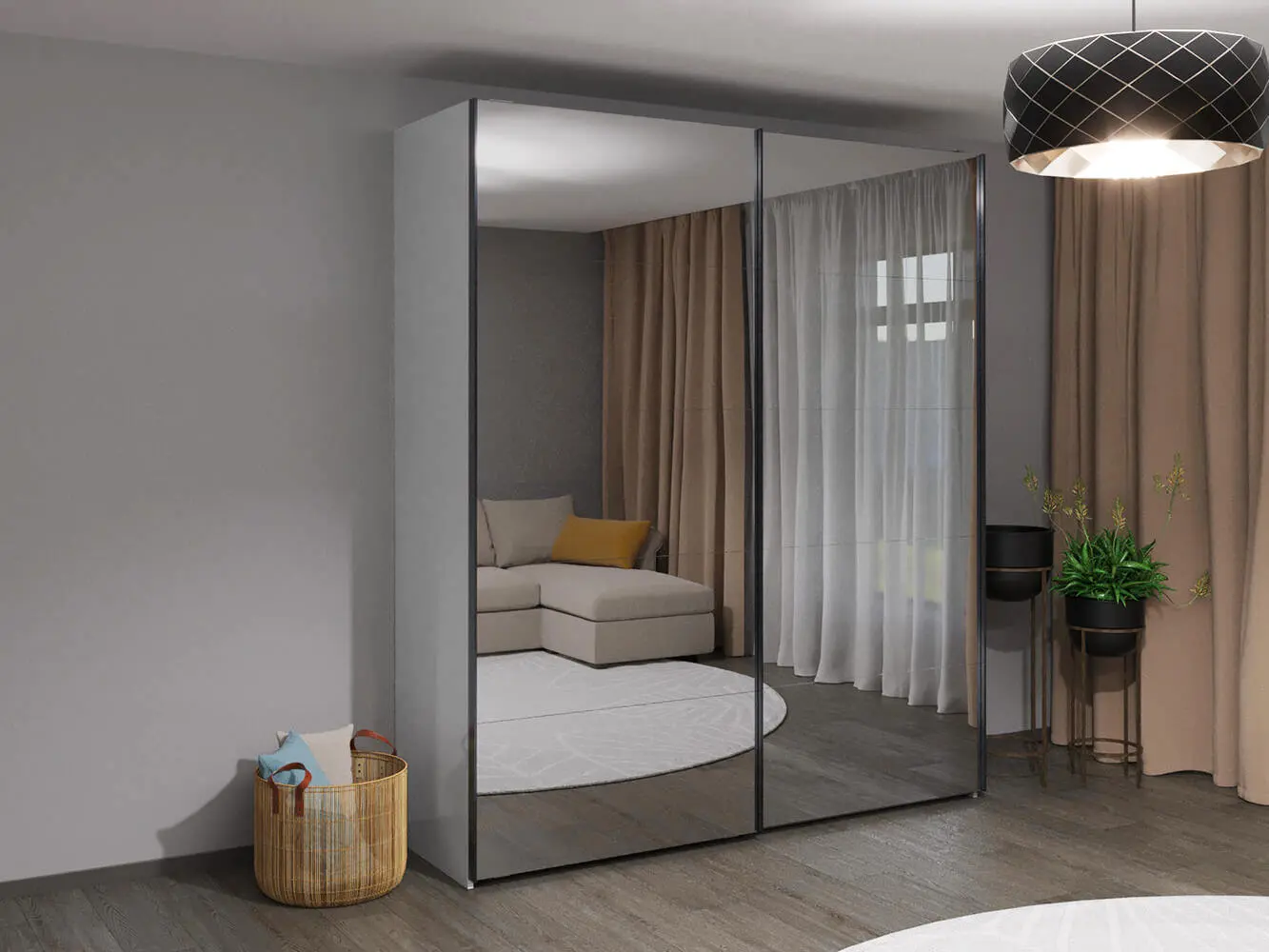 Dulap-cupe Bayro Top Line Napoli 2300x2300x580 2 oglinzi (White)