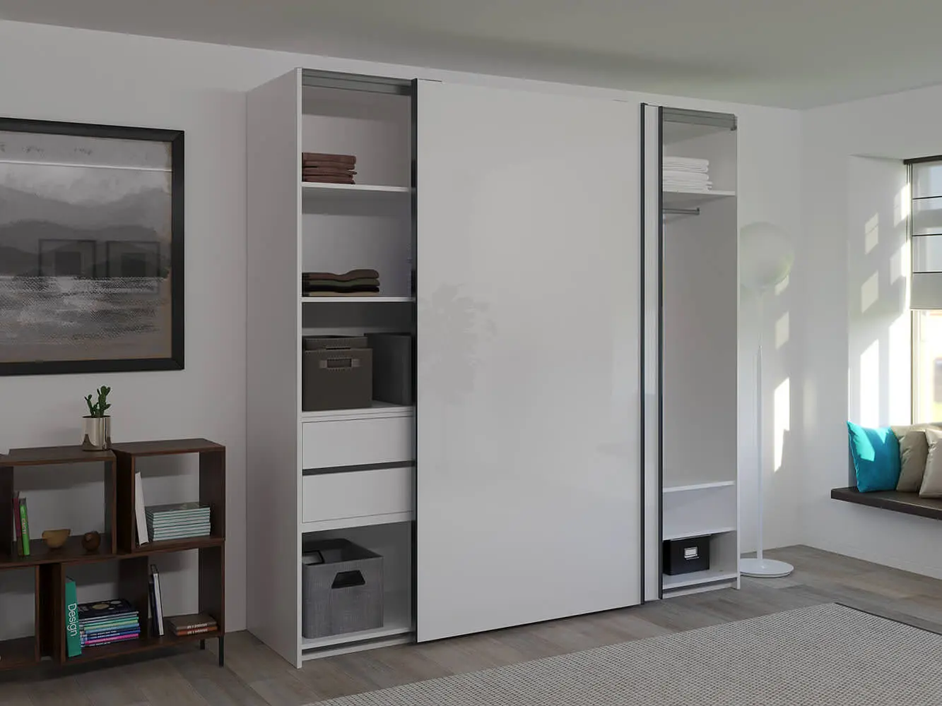 Dulap-cupe Bayro Top Line Napoli 2300x2300x580 uși lucioase (White)