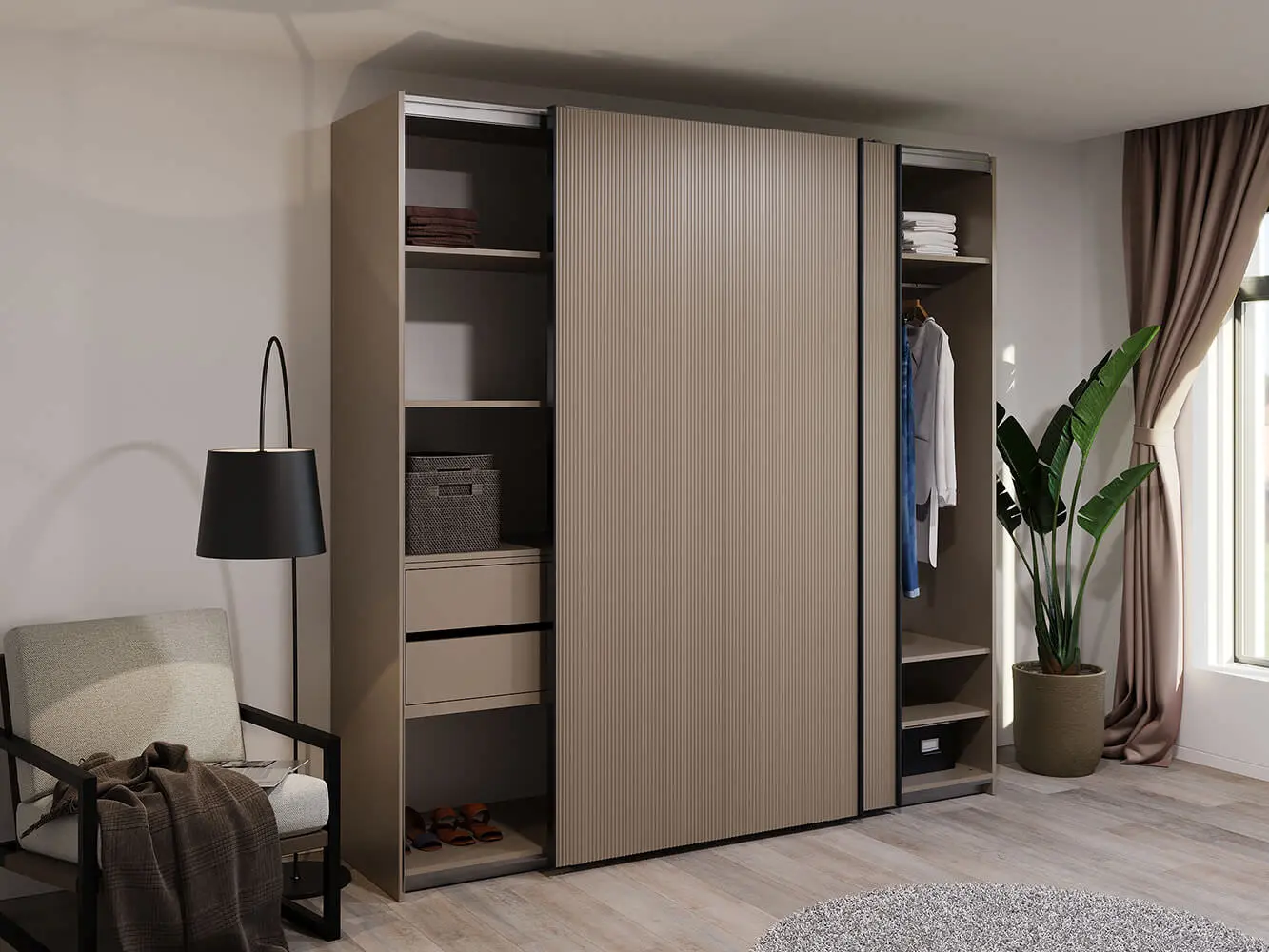 Dulap-cupe Bayro Top Line Napoli 2300x2300x580 (Gray Stone)