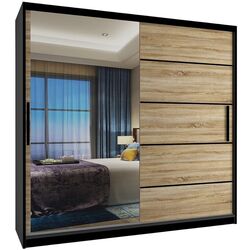 Шкаф-купе Belini MZ SZP1/0/B/DS/0/BL (Sonoma Oak/Black)