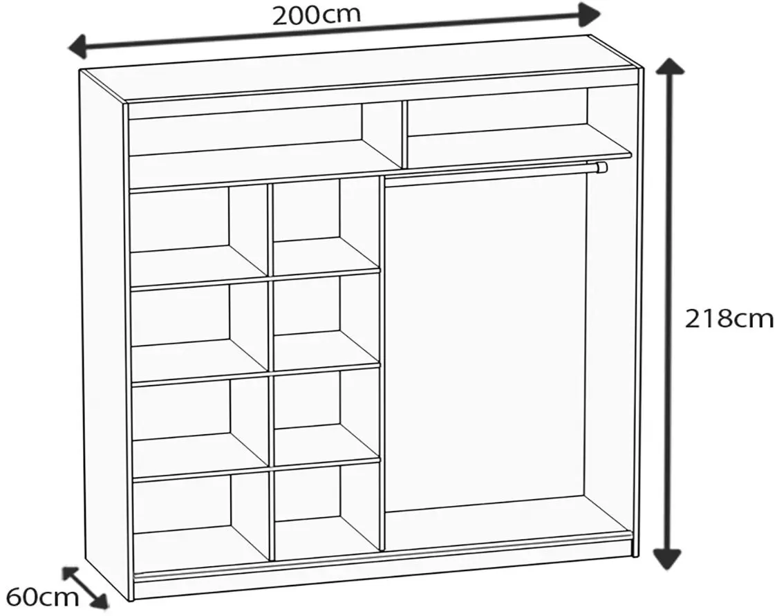 Шкаф-купе Belini MZ SZP1/0/B/DS/0/BL (Sonoma Oak/Black)