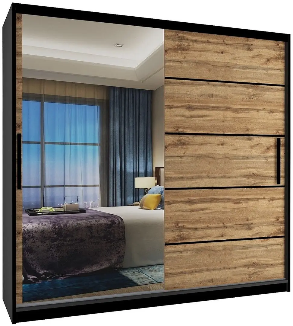 Dulap-cupe Belini MZ SZP1/0/B/DW/0/BL (Wotan Oak/Black)