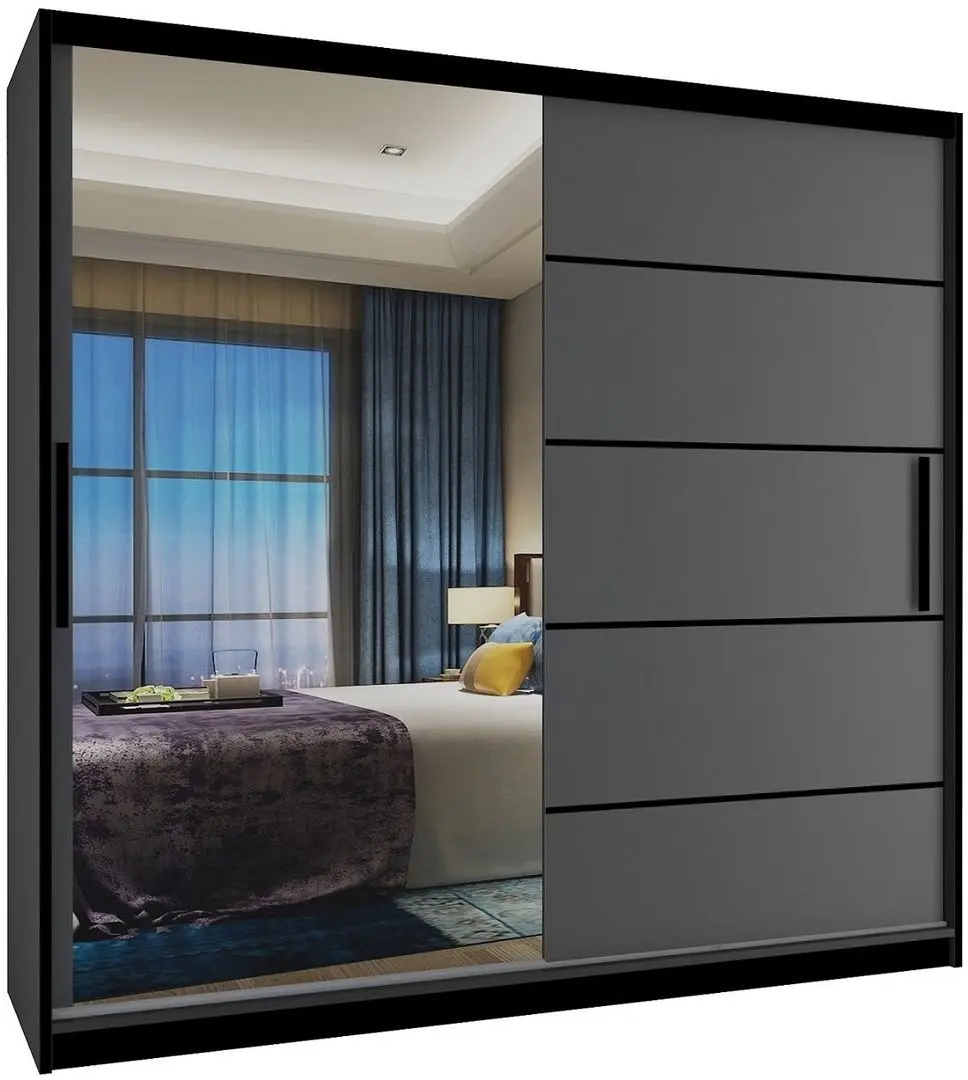 Шкаф-купе Belini MZ SZP1/0/B/SR/0/BL (Gray Graphite/Black)