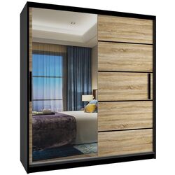 Шкаф-купе Belini MZ SZP2/0/B/DS/0/BL (Sonoma Oak/Black)