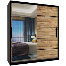 Шкаф-купе Belini MZ SZP2/0/B/DW/0/BL (Wotan Oak/Black)