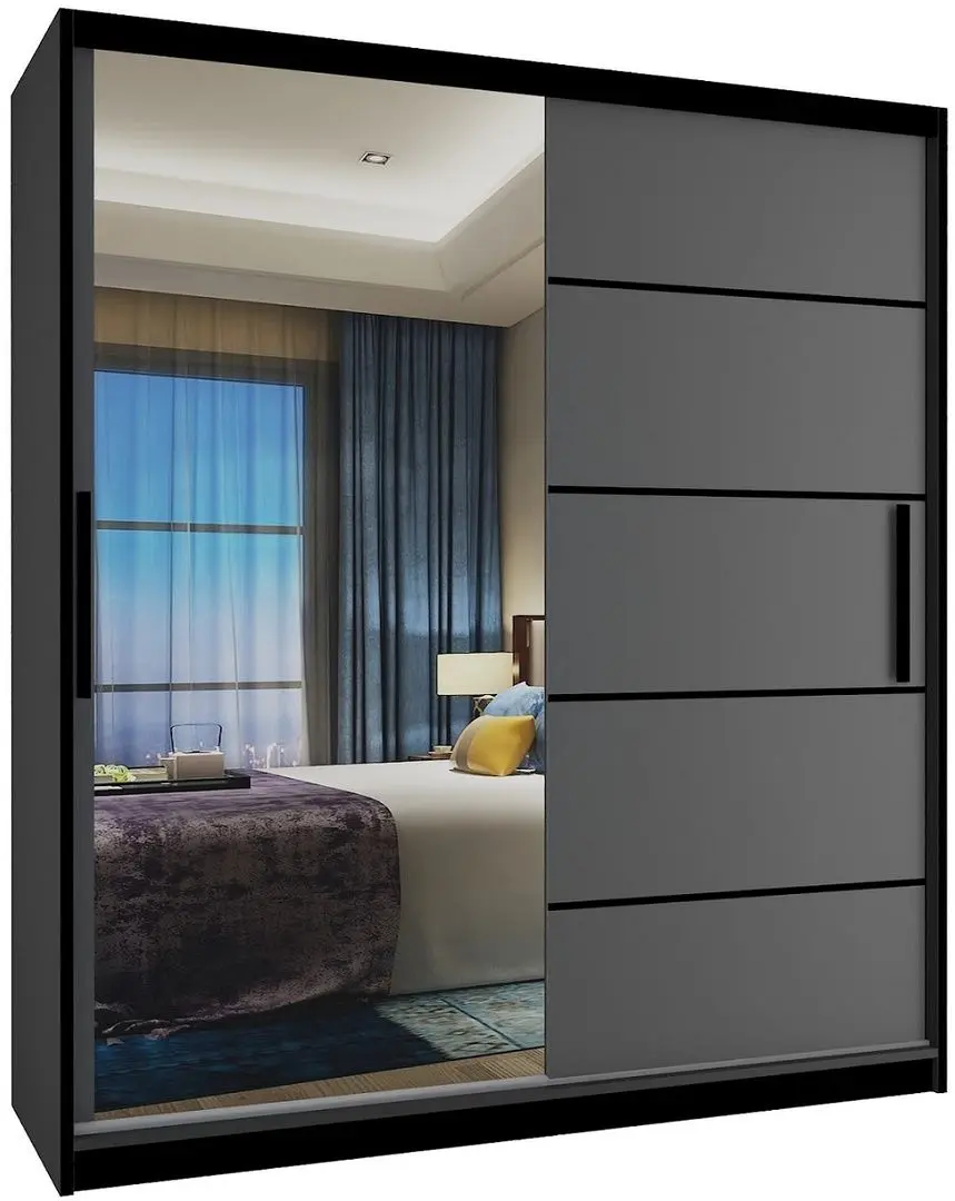 Шкаф-купе Belini MZ SZP2/0/B/SR/0/BL (Gray Graphite/Black)