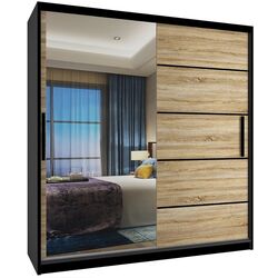 Шкаф-купе Belini MZ SZP3/0/B/DS/0/BL (Sonoma Oak/Black)