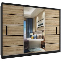 Шкаф-купе Belini MZ SZP4/0/1B/2DS1L/0/BL (Sonoma Oak/Black)