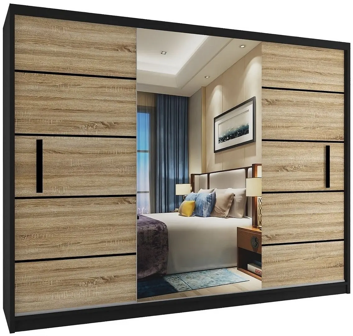 Dulap-cupe Belini MZ SZP4/0/1B/2DS1L/0/BL (Sonoma Oak/Black)