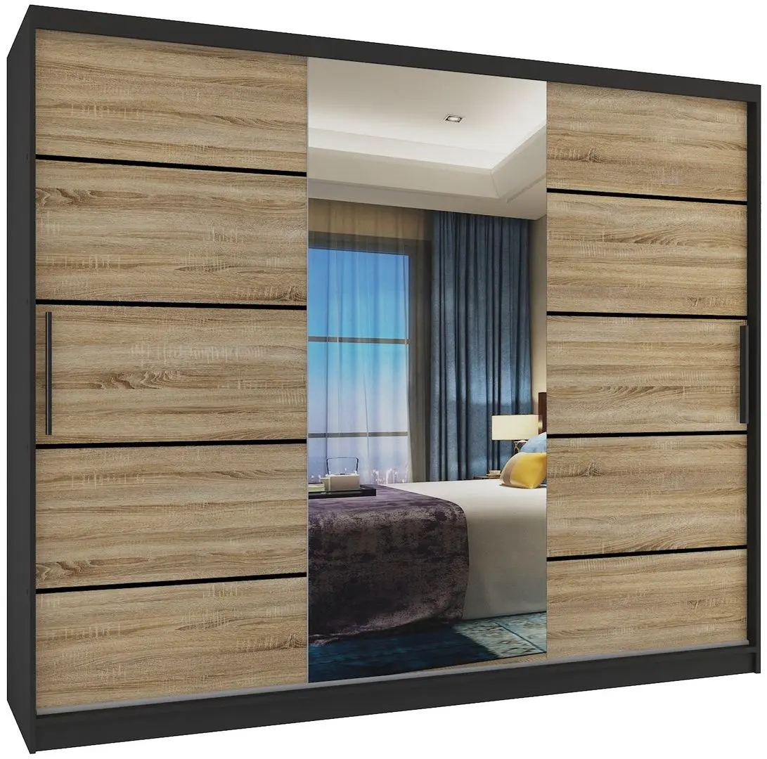 Dulap-cupe Belini Premium MBP SZP8/0/1B/2DS1/0/KLP (Sonoma Oak/Black)