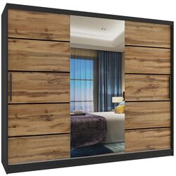 Dulap-cupe Belini Premium MBP SZP8/0/1B/2DW1L/0/KLP (Wotan Oak/Black)