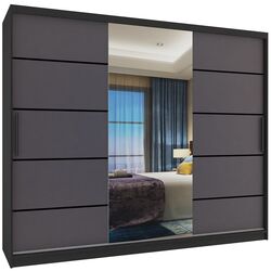 Шкаф-купе Belini Premium MBP SZP8/0/1B/2SR1L/0/KLP (Graphite Gray/Black)