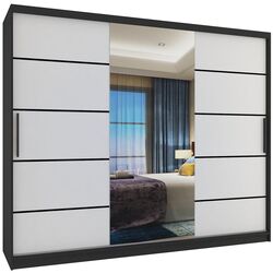 Шкаф-купе Belini Premium MBP SZP8/0/1B/2W1L/0/KLP (White Matt/Black)