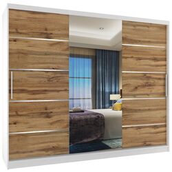 Dulap-cupe Belini Premium MBP SZP8/0/1W/2DW1L/0/KLAL (Wotan Oak/White)