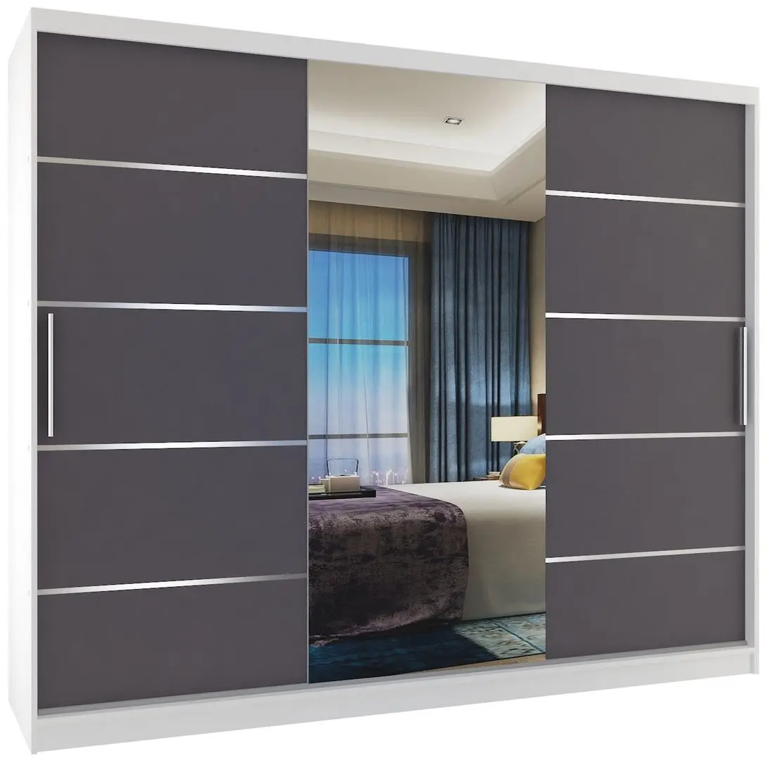 Dulap-cupe Belini Premium MBP SZP8/0/1W/2SR1L/0/KLAL (Graphite Gray/White)