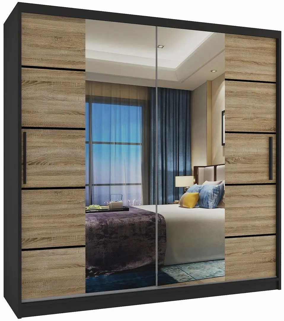 Dulap-cupe Belini Premium ME SZP5/1/B/DS/0/KLP (Sonoma Oak/Black)