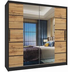 Dulap-cupe Belini Premium ME SZP5/1/B/DW/0/KLP (Wotan Oak/Black)