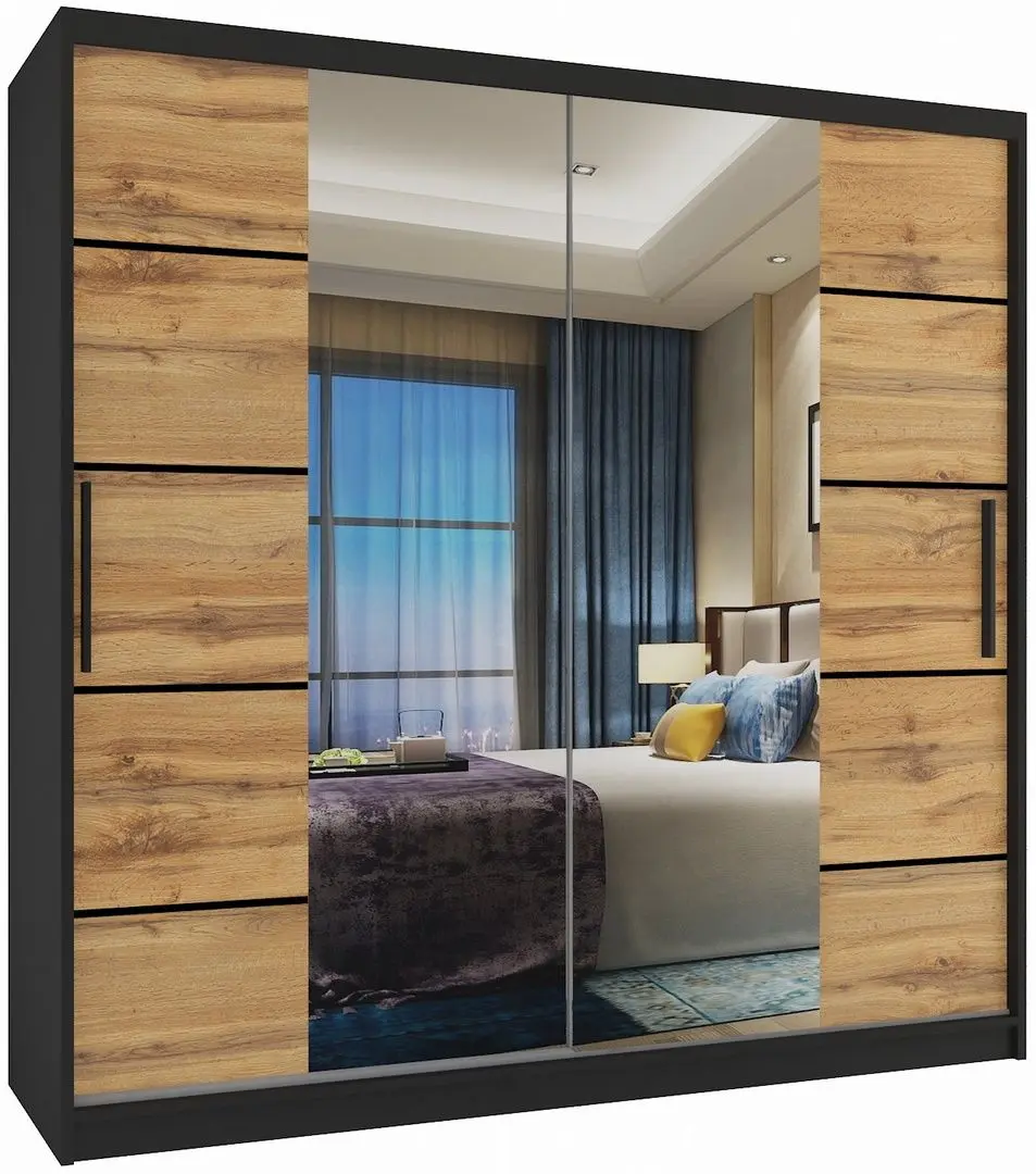 Dulap-cupe Belini Premium ME SZP5/1/B/DW/0/KLP (Wotan Oak/Black)