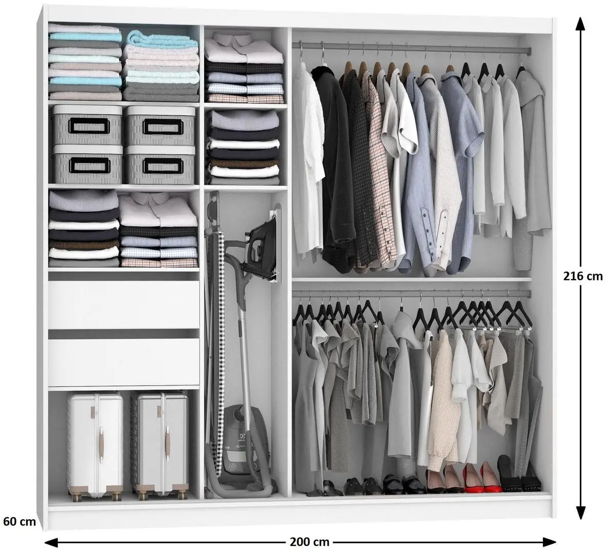 Шкаф-купе Belini Premium ME SZP5/1/B/W/0/KLP (White Matt/Black)