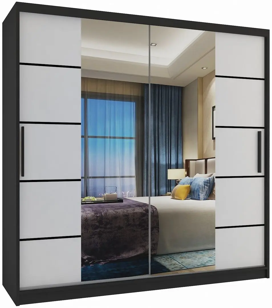 Шкаф-купе Belini Premium ME SZP5/1/B/W/0/KLP (White Matt/Black)