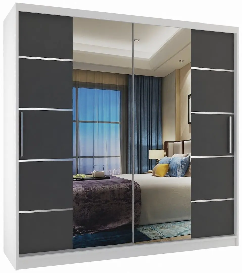 Шкаф-купе Belini Premium ME SZP5/1/W/SR/0/KLAL (Graphite Gray/White)