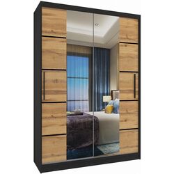 Шкаф-купе Belini Premium ME SZP6/1/B/DW/0/KLP (Wotan Oak/Black)