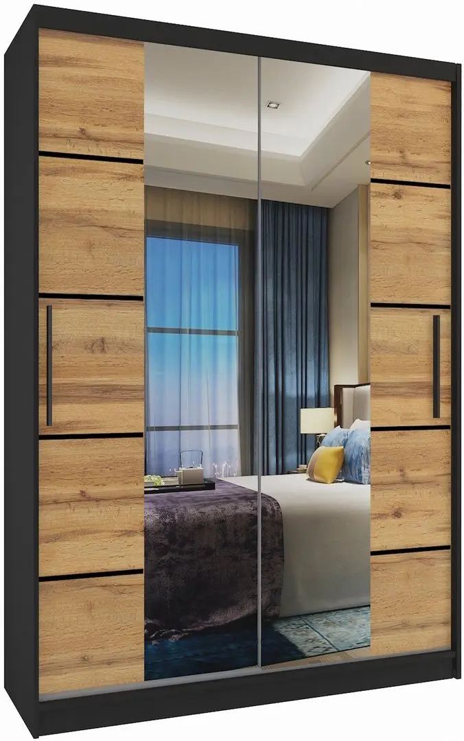 Dulap-cupe Belini Premium ME SZP6/1/B/DW/0/KLP (Wotan Oak/Black)