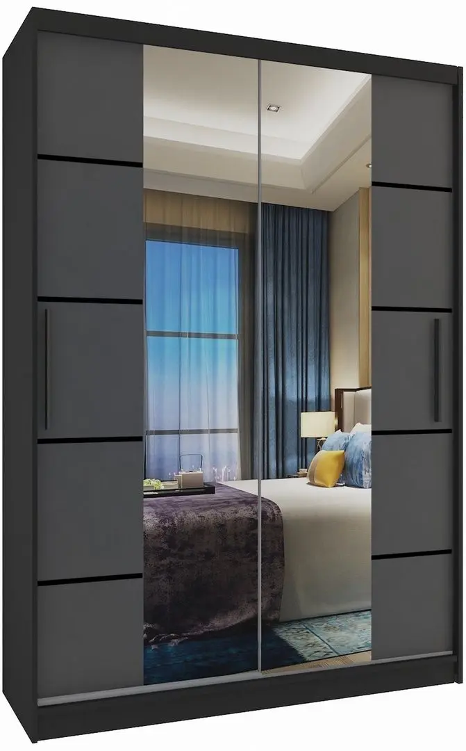 Шкаф-купе Belini Premium ME SZP6/1/B/SR/0/KLP (Graphite Gray/Black)